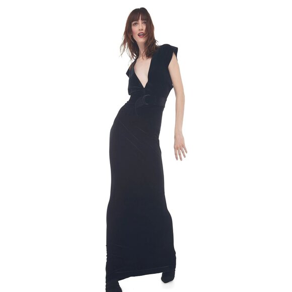 Norma Kamali V Neck Rectangle Gown in Black Small New Womens Long Dress - Picture 16 of 16